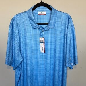 Grand Slam Men's Light Blue Checkered Polo Shirt